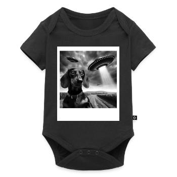 Dachshund Dog Mom Dad Funny Graphic Selfie UFOs We - Baby Premium short-sleeve bodysuit - black - Front