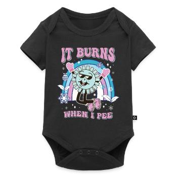 Winter Edition "It Burns when i Pee"! sarkastisch - Baby Premium Kurzarmbody - Schwarz - Vorne