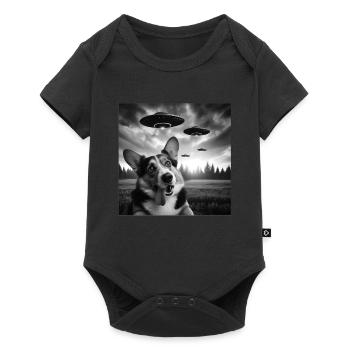 Pembroke Welsh Corgi Funny Selfie with UFOs Weird - Baby Premium short-sleeve bodysuit - black - Front