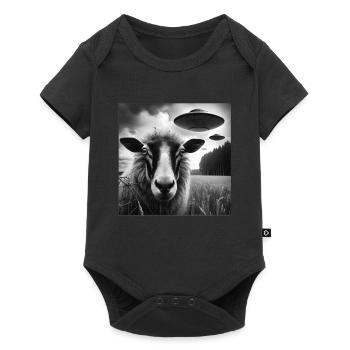 Sheep ram2, lamb Funny Graphic Selfie with UFOs We - Baby Premium Kurzarmbody - Schwarz - Vorne