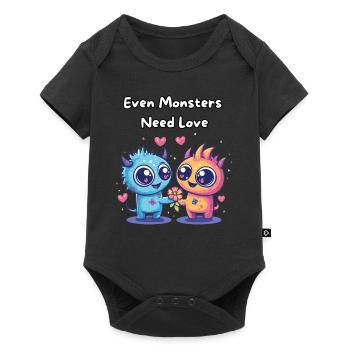 Even Monsters Need Love - Süße Monster - Baby Premium short-sleeve bodysuit - black - Front