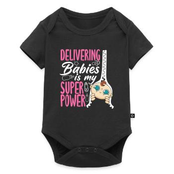 Midwife Delivering babies is my superpower - Baby Premium short-sleeve bodysuit - black - Front