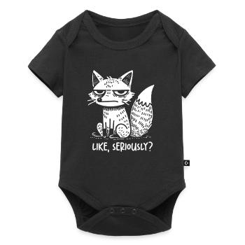 renard non amusé comme jugeant sérieusement sarcastique - Body à manches courtes Premium Bébé - noir - Devant
