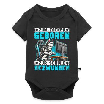 Born to gamble forced to school husky - Baby Premium short-sleeve bodysuit - black - Front