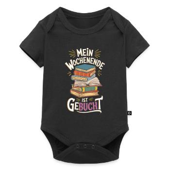 Mein Wochenende ist geBUCHt - Baby Premium Kurzarmbody - Schwarz - Vorne
