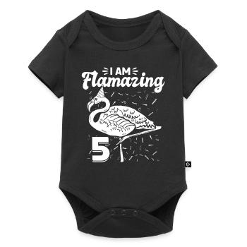 Je suis Flamazing 5 ans - Flamingo 5ème anniversaire - Body à manches courtes Premium Bébé - noir - Devant