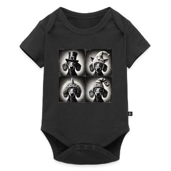 Dachshund Selfie Funny Hats Vintage Retro Art Dog - Baby Premium short-sleeve bodysuit - black - Front