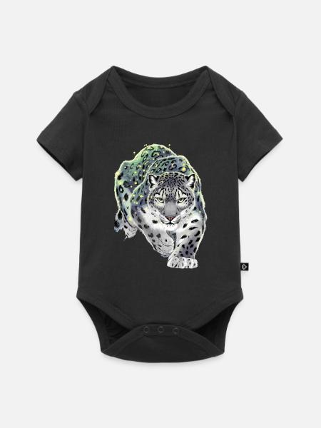 Schneeleopard Leopard Raubkatze - Baby Premium Kurzarmbody - Schwarz