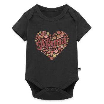 Coeur de maman avec des fleurs - Body à manches courtes Premium Bébé - noir - Devant