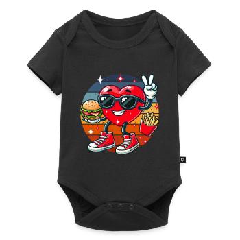 Fast food Valentine's Day heart hamburger fries dad - Baby Premium short-sleeve bodysuit - black - Front