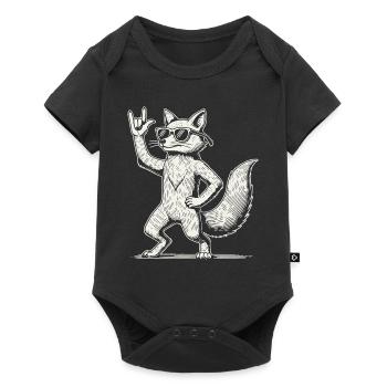Funny Fox Heavy Metal Concert Design - Baby Premium short-sleeve bodysuit - black - Front