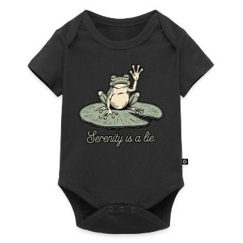 Lustiger Frosch Serenity ist ein Lügenhumor Lily Pad Design - Baby Premium Kurzarmbody - Schwarz - Vorne