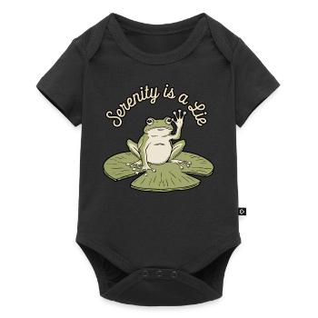 Lustiger Frosch Gelassenheit ist eine Lüge Humor Lily Pad - Baby Premium Kurzarmbody - Schwarz - Vorne