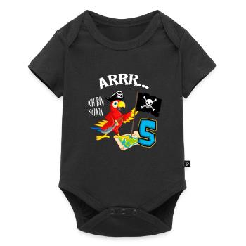 Pirate des enfants Anniversaire des enfants 5e anniversaire - Body à manches courtes Premium Bébé - noir - Devant