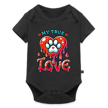 Saint-Valentin Chien Patte Coeur Propriétaire de chien Wauwau - Body à manches courtes Premium Bébé - noir - Devant