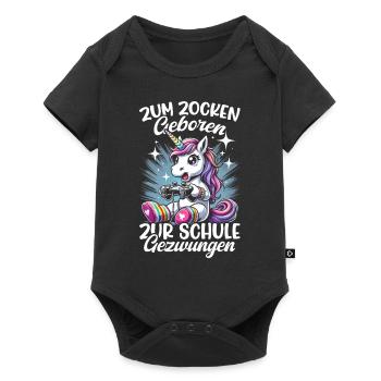Née pour jouer Forcée d’aller à l’école Licorne - Body à manches courtes Premium Bébé - noir - Devant