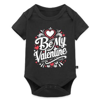 Be my Valentine - Liebe - Geschenk - Baby Premium Kurzarmbody - Schwarz - Vorne