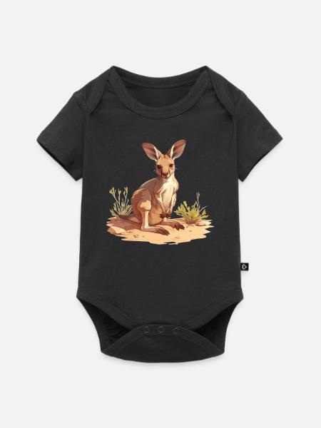 Kängurus Känguru - Baby Premium Kurzarmbody - Schwarz