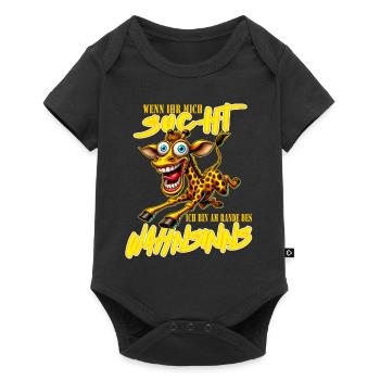 Girafe folle à la limite de la folie style bande dessinée - Body à manches courtes Premium Bébé - noir - Devant