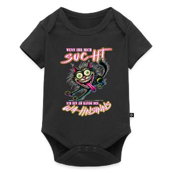 Chat fou au bord de la folie, style bande dessinée - Body à manches courtes Premium Bébé - noir - Devant