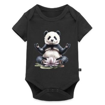Panda - Baby Premium Kurzarmbody - Schwarz - Vorne