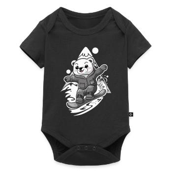 Ours snowboarder en montagne - Body à manches courtes Premium Bébé - noir - Devant