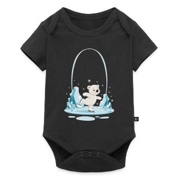 Ours polaire mignon patinant dans le - Body à manches courtes Premium Bébé - noir - Devant