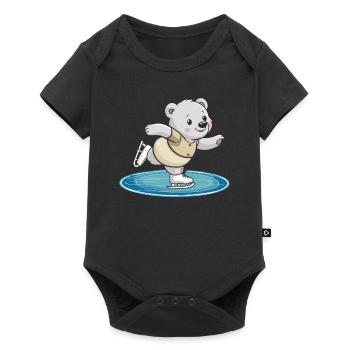 -skating bear on surface - Baby Premium short-sleeve bodysuit - black - Front