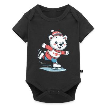 Cute polar bear skating - Baby Premium short-sleeve bodysuit - black - Front