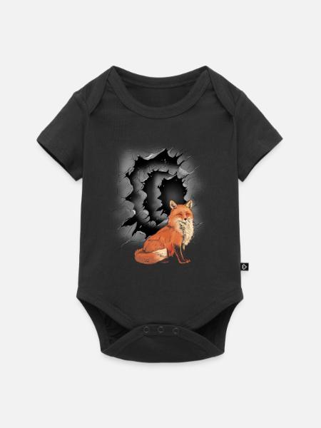 Fuchs Füchse Kind Kinder Märchenfigur - Baby Premium Kurzarmbody - Schwarz