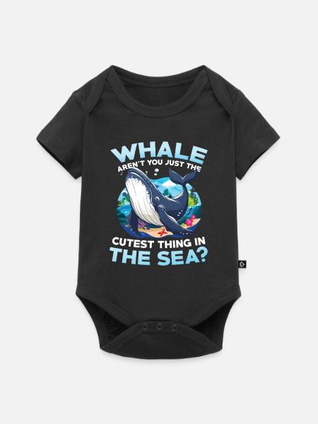 Whale Aren't You Just The Cutest Thing In The Sea - Baby Premium Kurzarmbody - Schwarz