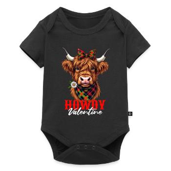 Valentine's Day Scottish Highland Cattle Cow Funny - Baby Premium short-sleeve bodysuit - black - Front