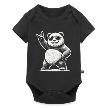 Heavy Metal Musique Panda Avec Lunettes De Soleil - Body à manches courtes Premium Bébé - noir - Devant