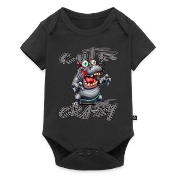 Cute but Crazy Nilpferd Comic Stil lustiges Motiv - Baby Premium Kurzarmbody - Schwarz - Vorne