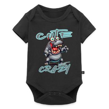 Mignon mais fou rhino style bande dessinée Motif drôle - Body à manches courtes Premium Bébé - noir - Devant