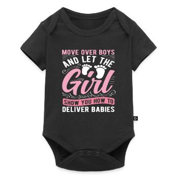Midwife girl shows how to deliver babies - Baby Premium short-sleeve bodysuit - black - Front