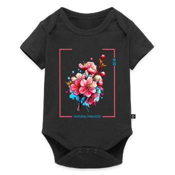 Japan Cherry Blossom Minimalist Watercolor Painting - Baby Premium short-sleeve bodysuit - black - Front