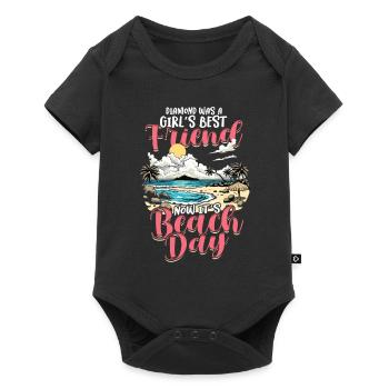 Petite amie Plage Vacances Femme Saint Valentin - Body à manches courtes Premium Bébé - noir - Devant