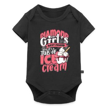Petite amie Crème Glace Femme Saint Valentin - Body à manches courtes Premium Bébé - noir - Devant