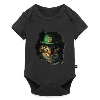 St. Patrick Katze - Baby Premium Kurzarmbody - Schwarz - Vorne