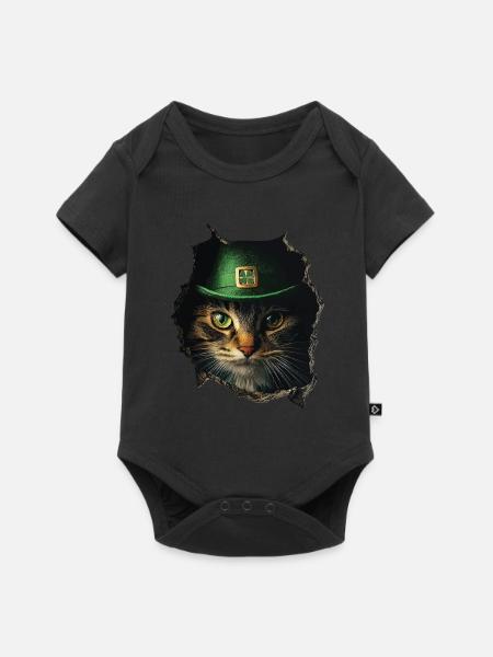 St. Patrick Katze - Baby Premium Kurzarmbody - Schwarz