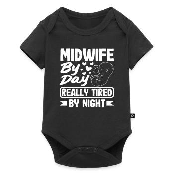 Sage-femme le jour, vraiment fatiguée la nuit - Body à manches courtes Premium Bébé - noir - Devant
