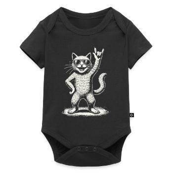 Musique rock Drôle de chat Concert de heavy metal - Body à manches courtes Premium Bébé - noir - Devant