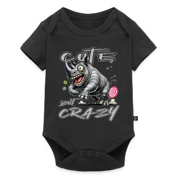 Motif drôle de bande dessinée de rhinocéros mignon mais fou - Body à manches courtes Premium Bébé - noir - Devant