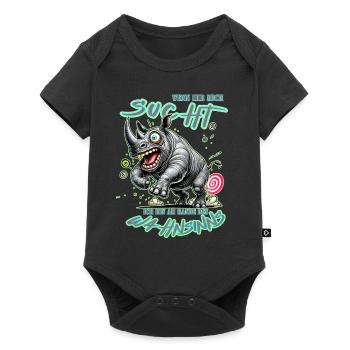 Crazy Rhino on the Edge of Madness Comic Style - Baby Premium short-sleeve bodysuit - black - Front
