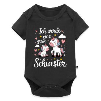 Ich werde eine große Schwester Einhorn - Baby Premium Kurzarmbody - Schwarz - Vorne