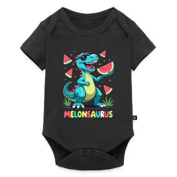 Melonsaurus Lustiger Dinosaurier für einen - Baby Premium Kurzarmbody - Schwarz - Vorne