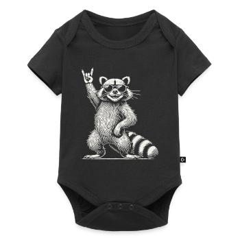 Funny Raccoon Rock Music Retro Festival Vibe - Baby Premium short-sleeve bodysuit - black - Front