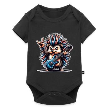 Hedgehog Guitariste de rock and roll - Body à manches courtes Premium Bébé - noir - Devant