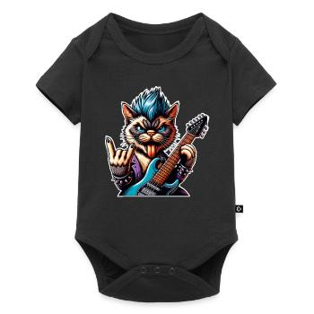 Cat Rock and Roll Guitarist - Baby Premium short-sleeve bodysuit - black - Front